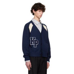 Kenzo Paris Logo Patch wool varsity Cardigan sz L color blue NWT mspr $595